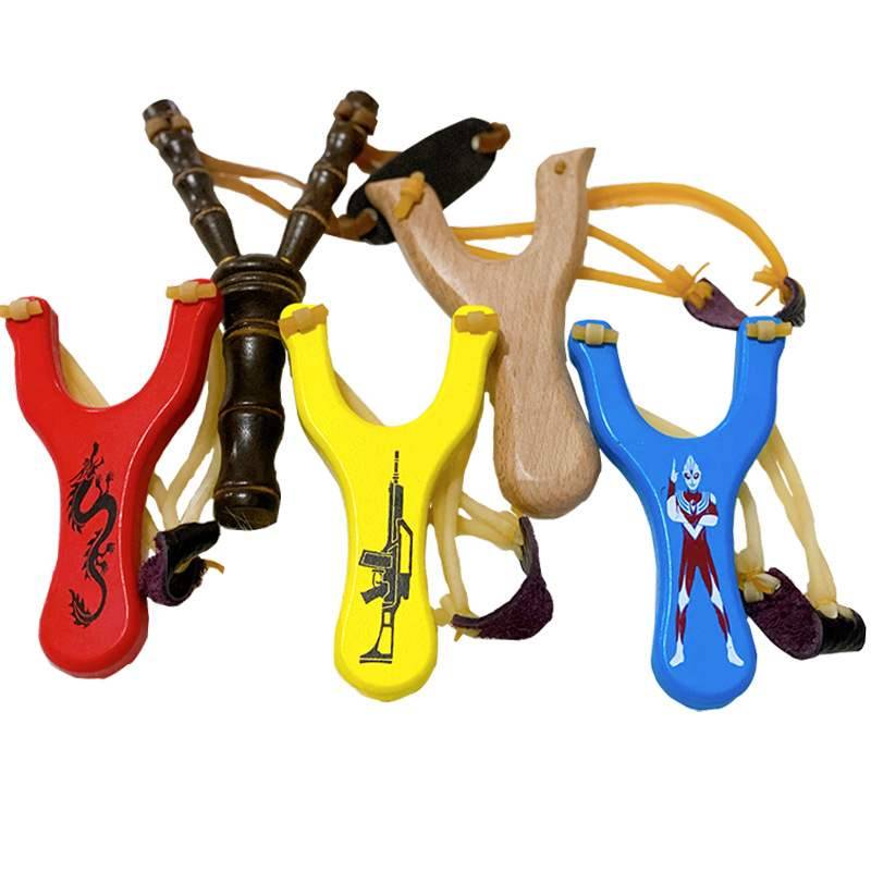 Slingshot toy rubber band Children's safety and high precision Children play slingshot wooden solid wood slingshot boys toys