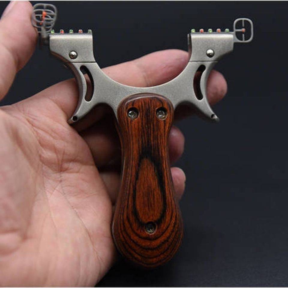 Boutique greedy wolf flat skin slingshin stainless steel outdoor solid wood slingshot outdoor precision fiber zing