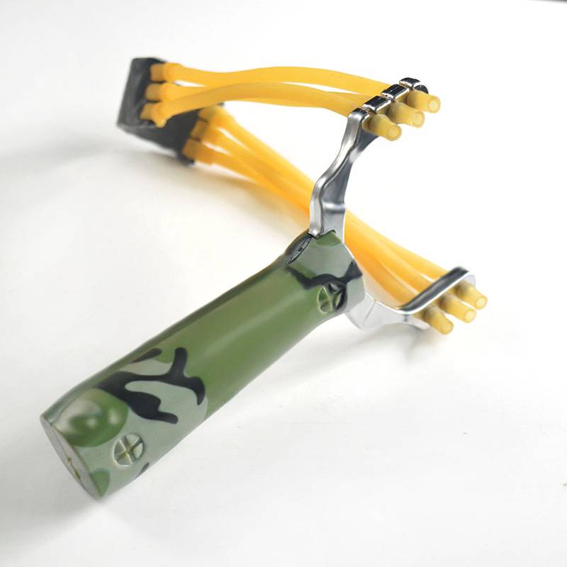 Alloy slingshot camouflage wild wolf outdoor toys shooting wood grain three card rubber bangs soby cross -border