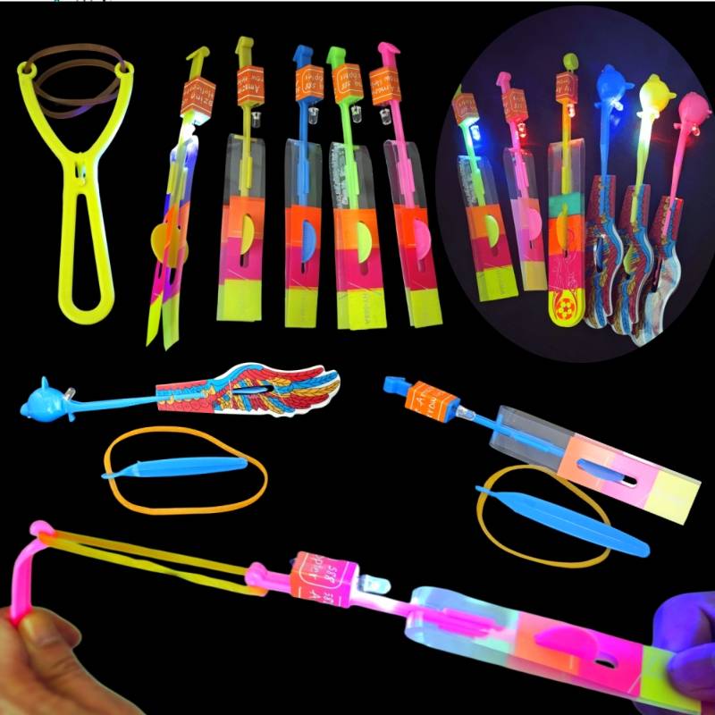 Children's glowing slingshot Flying Arrow Flying Fairy Laughing Toys Rotating Fighting Flying Disc Night Market Putting Stalls wholesale