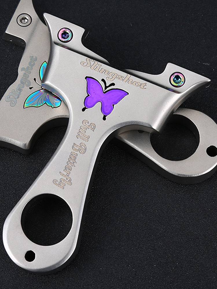 Butterfly stainless steel slingshots are fast-pressed, free of slugged, flat-skin wide-skin butterflies for real foreign trade