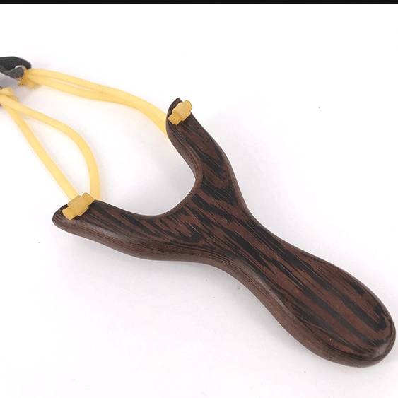 Outdoor slingshot traditional bullet fork high -precision wooden children's wooden round leather wooden rack solid wood strong mahogany