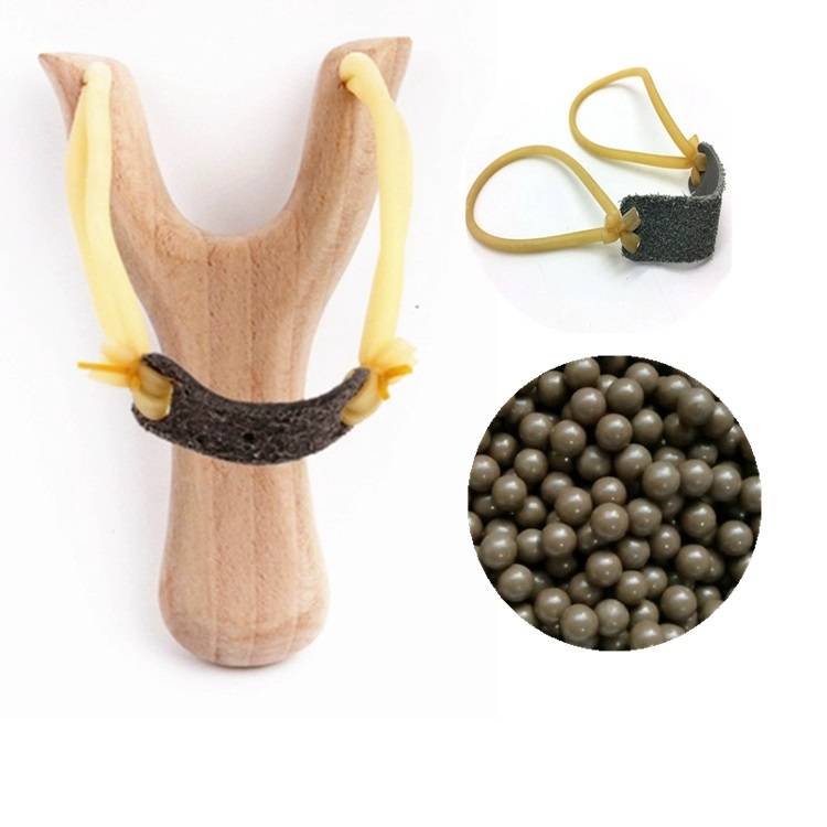 Children's toys Wooden slingshot outdoor slingshot traditional bouncing fork wood, wooden round leather wooden rack solid wood