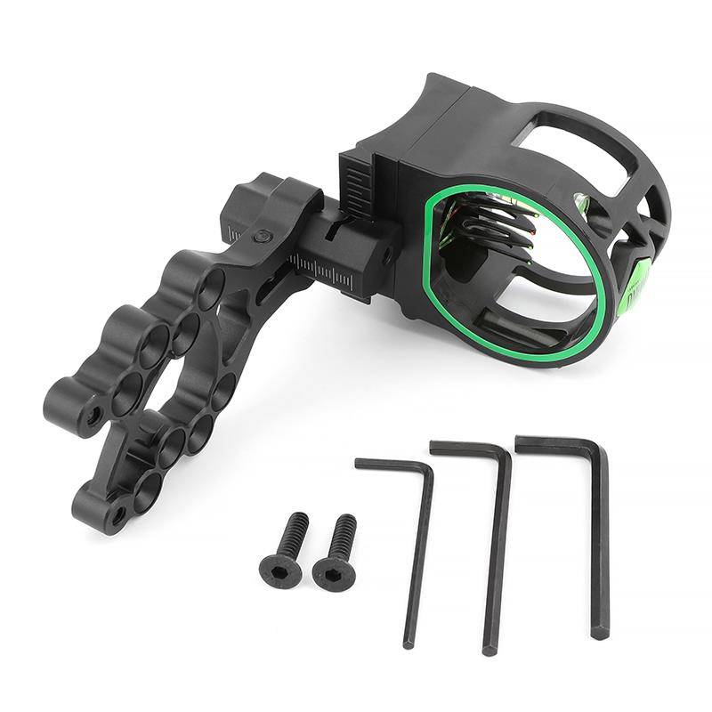 Bow arrow arrow M1 five -needle sight aluminum alloy material fiber optical fiber aiming with lamp can adjust the left and right hands universal