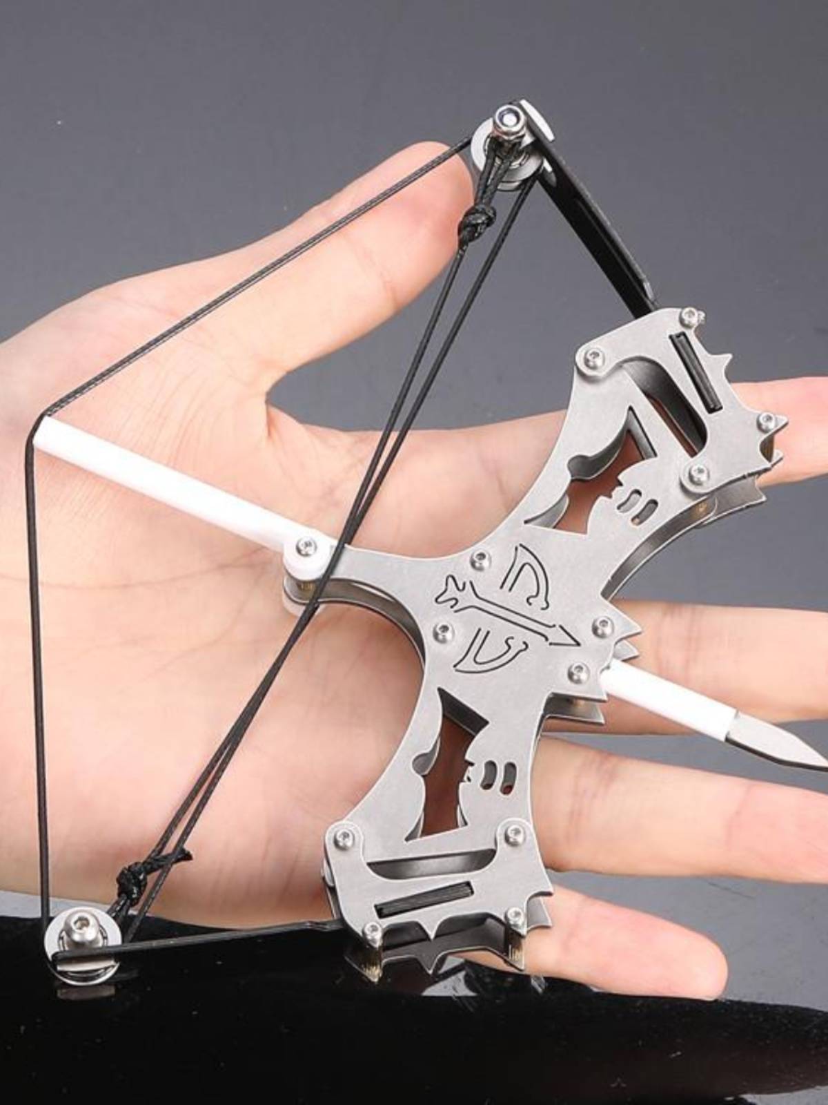 Stainless steel mini bow, micro bow and arrow, composite bow, arrow pulley, bow arrow, anticonic bow and arrow weapon small bow shooting
