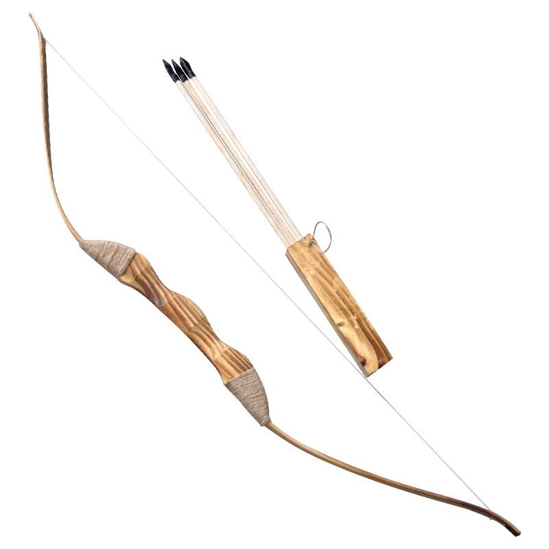 Children's bamboo bow Children's toy bow and arrow set Safe rubber arrow wooden antique bow and arrow straight pull bow