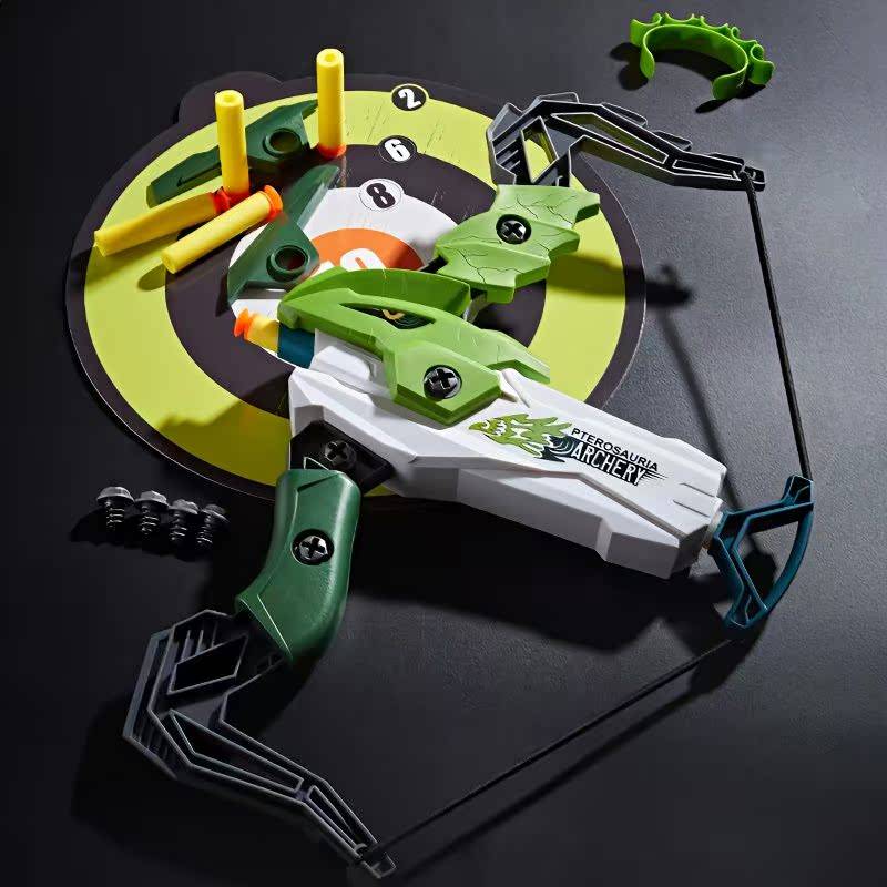 Children's soft bomb dinosaur bow and arrow shooting toy entry precision continuous launch arrow target outdoor sports boy gift
