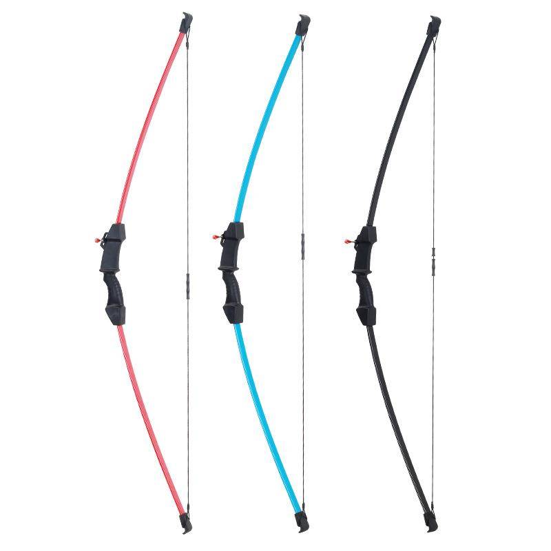 Genuine with aiming device Child straight bow bow and arrow outdoor entertainment Children's archery double arrow table three -color optional