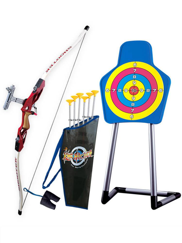 Children's bow, arrow toy set, archery full set of indoor and outdoor professional shooting sports suction cup traditional anti -curved bows boys