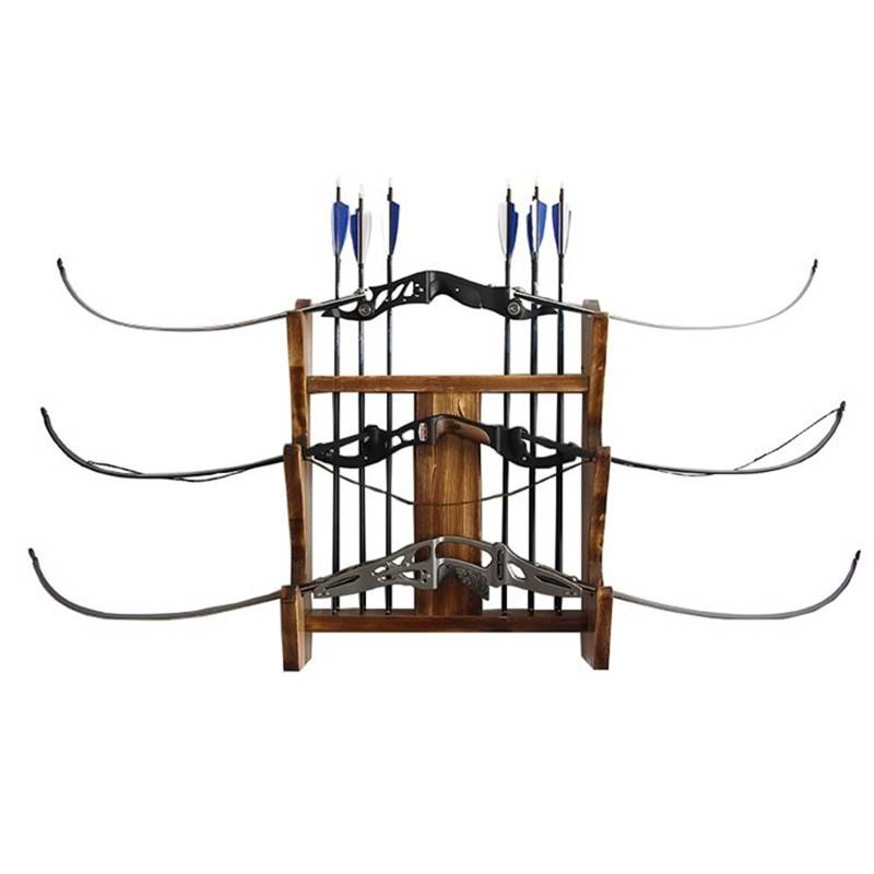 Bow and arrow frame multi -function solid wood antique arrows scenic area cast pot shooting museum traditional anti -curved beautiful hunting arrow target bracket