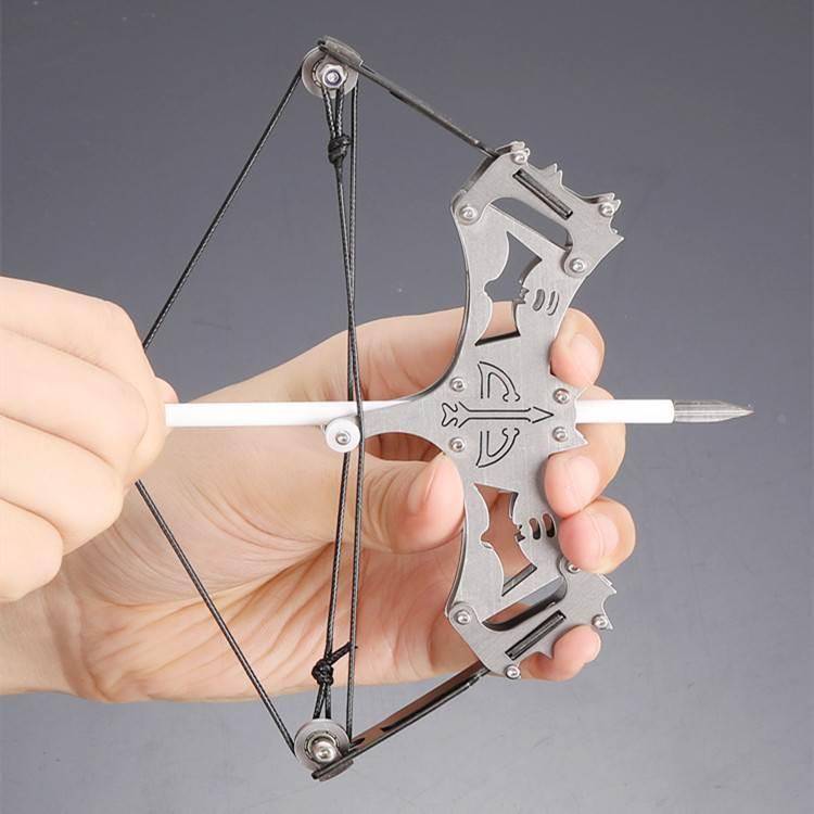 Stainless steel mini bow, micro bow and arrow, composite bow, arrow pulley, bow arrow, anticonic bow and arrow weapon small bow shooting