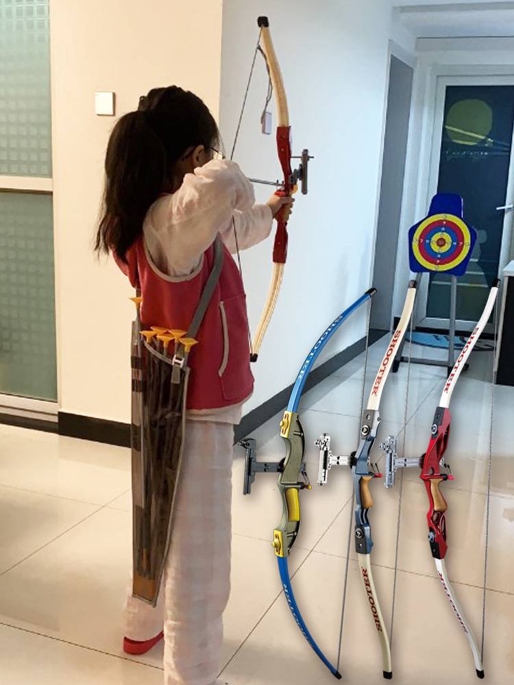 Children's bow and arrow professional indoor shooting sports suction cup anti-curved archery target set 6-8-10 year old dragon bird slingshot