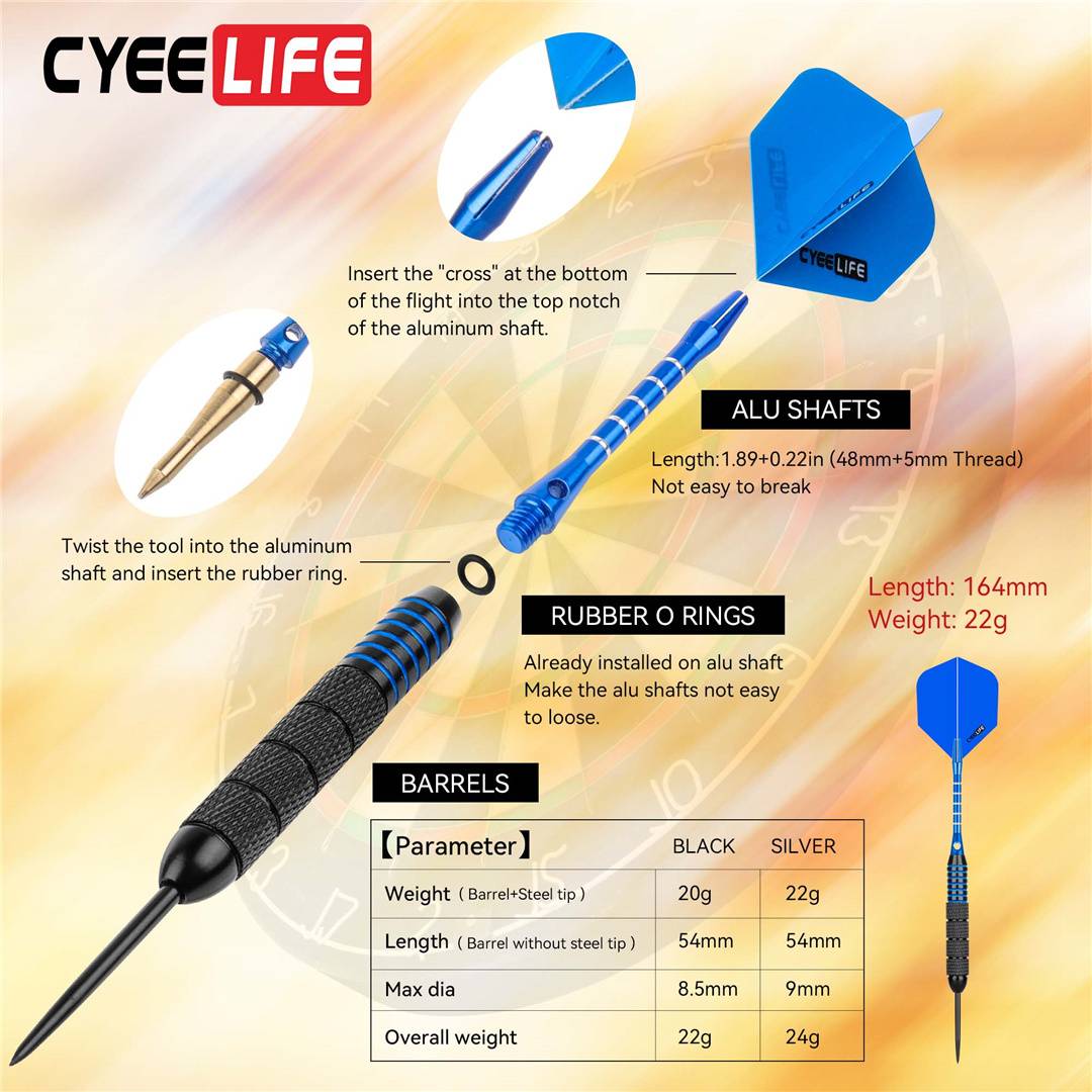 Cyeelife official genuine 22g/24g hard dart professional competition steel needle high -end flying label set accessories