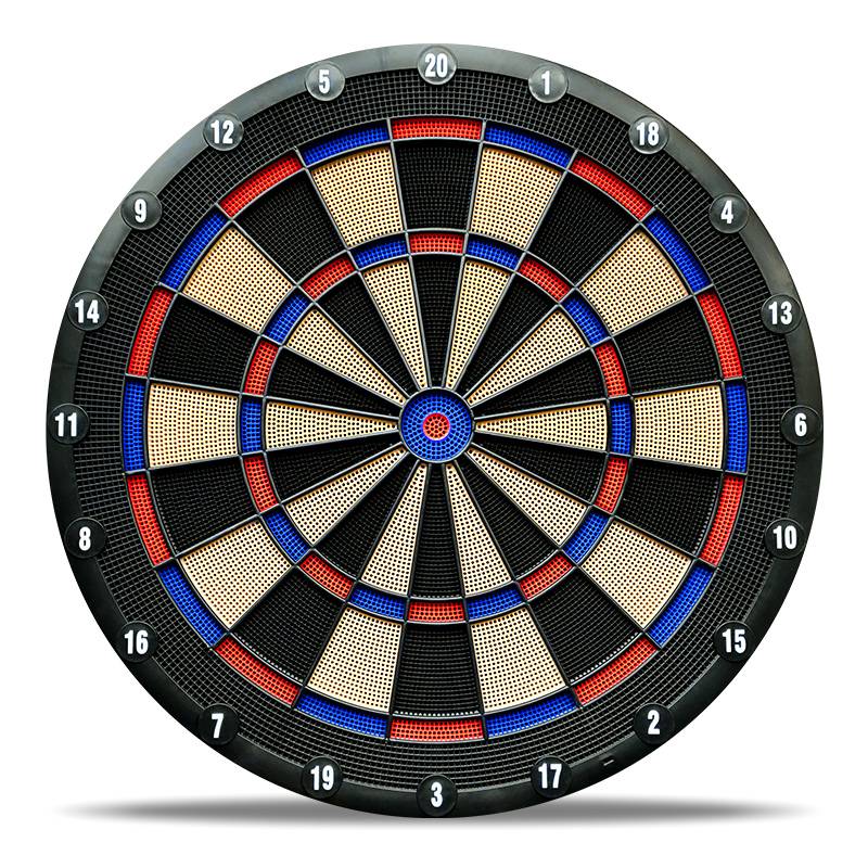 A soft-drive darts set of home-based target-in-room security