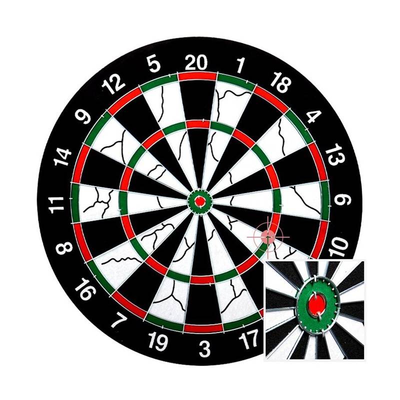 A darts plate with a 17-inch double-sided velvet pin and a magnetic safety dart target