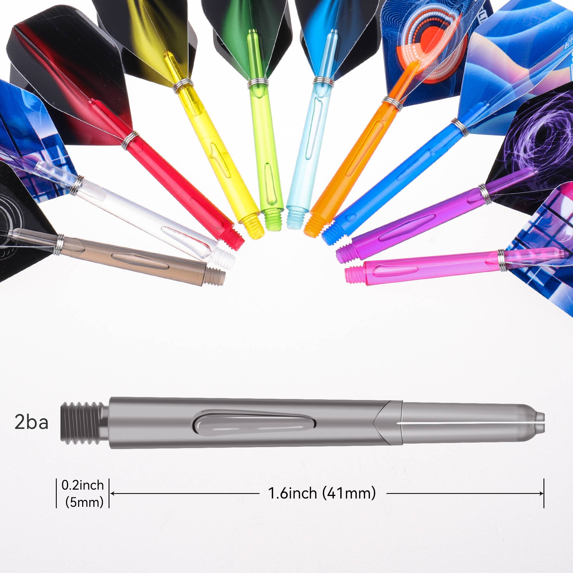 Cyeelife 41mm 2BA Crystal Color Plastic Dart Dart Ping PC Professional Competition Back Wing Spring Ring