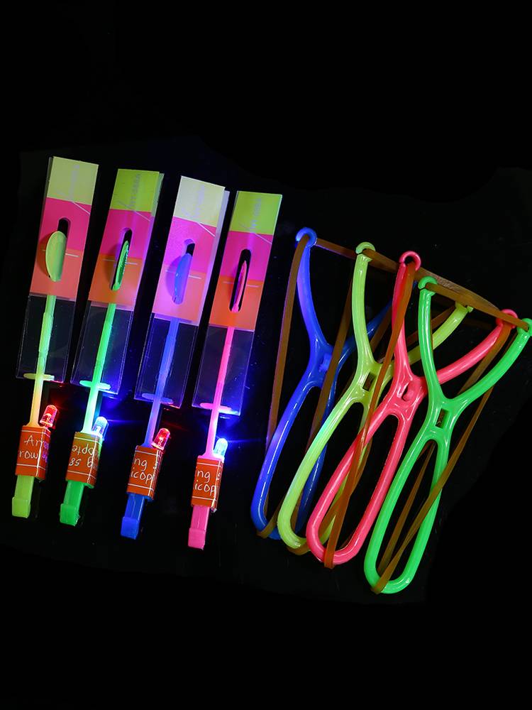 Children's Lighting Bow Flying Arrow Small toy Night Sparks Pen Male Light Bamboo Dragon Flying Flying Flying Fairy Push