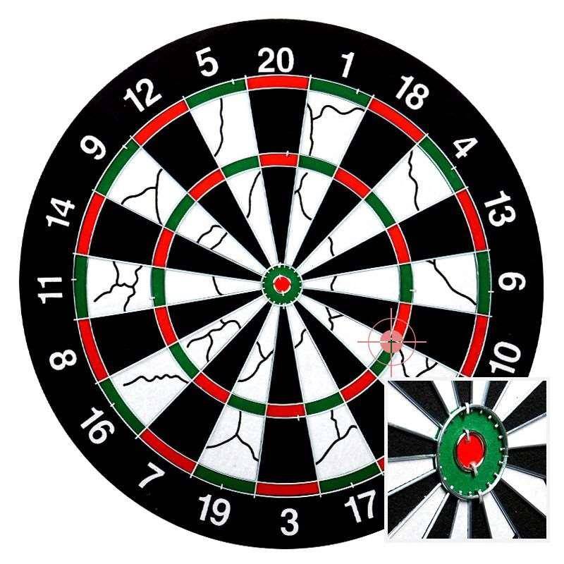 A darts plate with a 17-inch double-sided velvet pin and a magnetic safety dart target