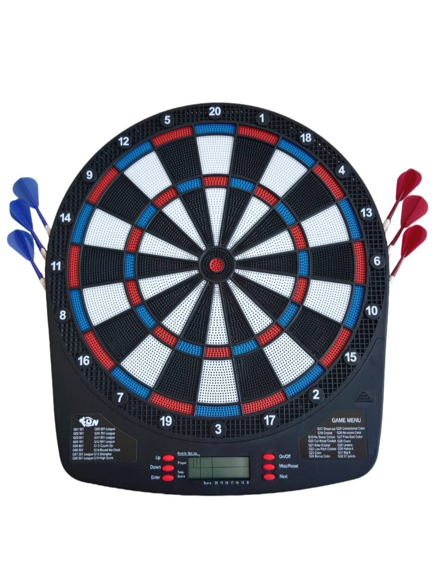 A soft darts set of electronic darts, automatic scoring voice for the Darts Safe Child Darts home