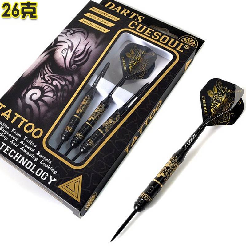 26 g of gold-coloured, hard-barrel darts, professional darts, darts against falling, black copper darts