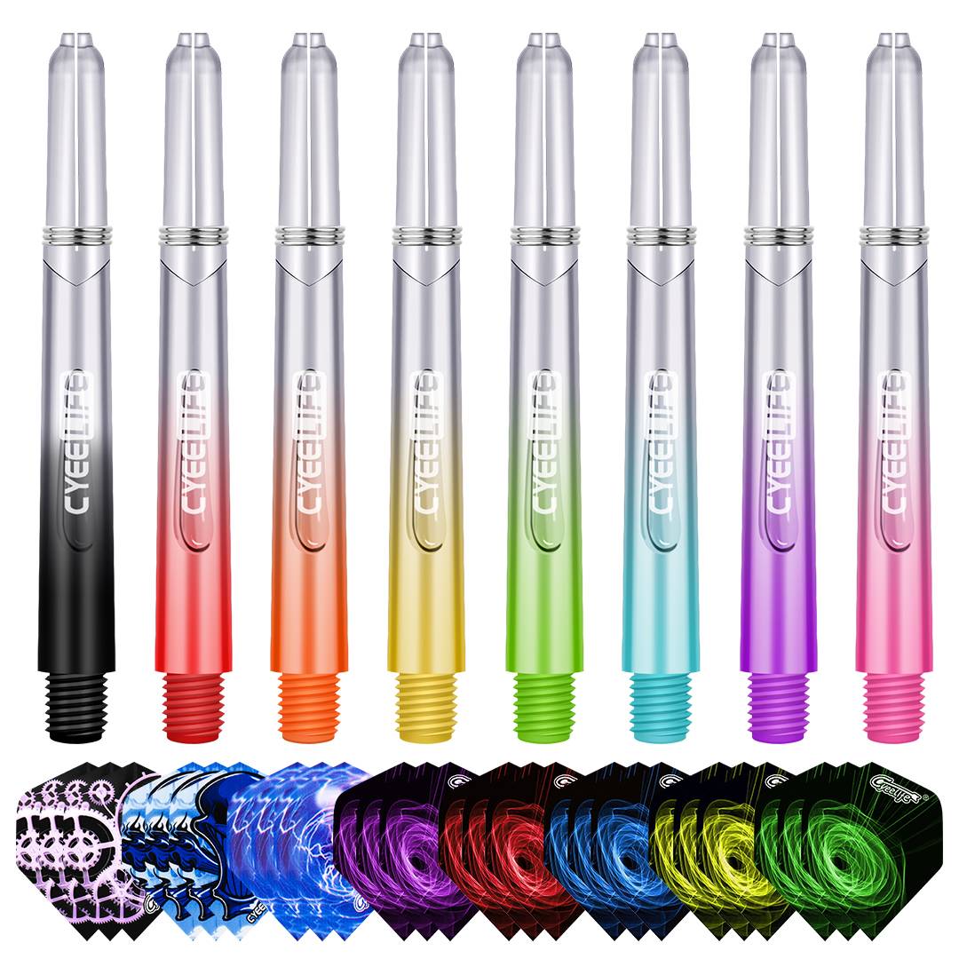Cyeelife 48mm colorful dart rod PC gradient 2BA flying label tail accessories professional competition class dart rod