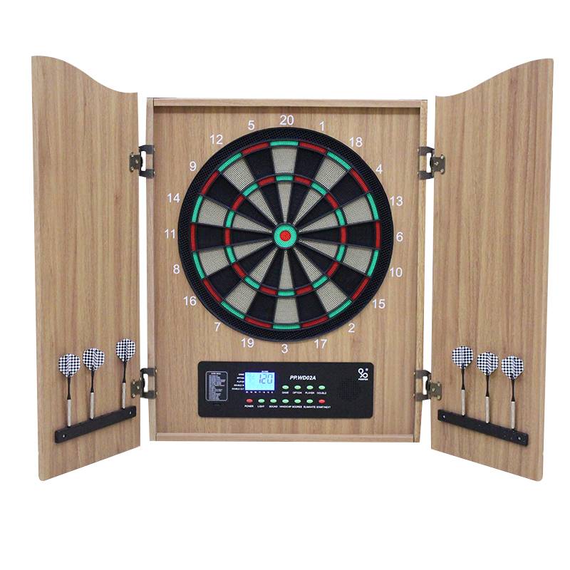 THE LUXURIANT WOODEN BOX ELECTRONIC DARTS, AUTOMATIC SCORING DARTS, BLACK-PRONOUNCED YM01
