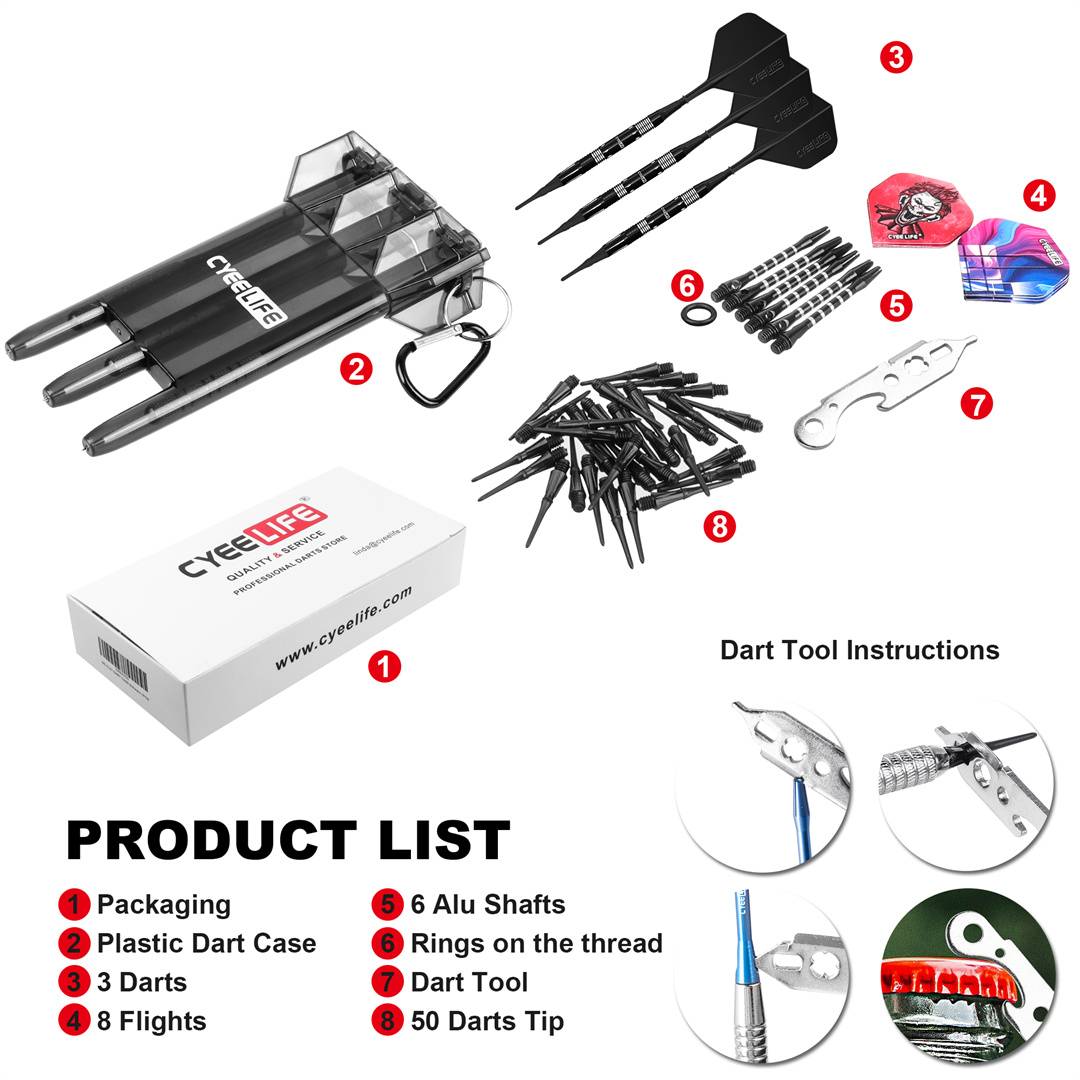 Cyeelife 20G soft tungsten steel electronic dart dart 90% plastic dart head professional competition tungsten steel soft flying label