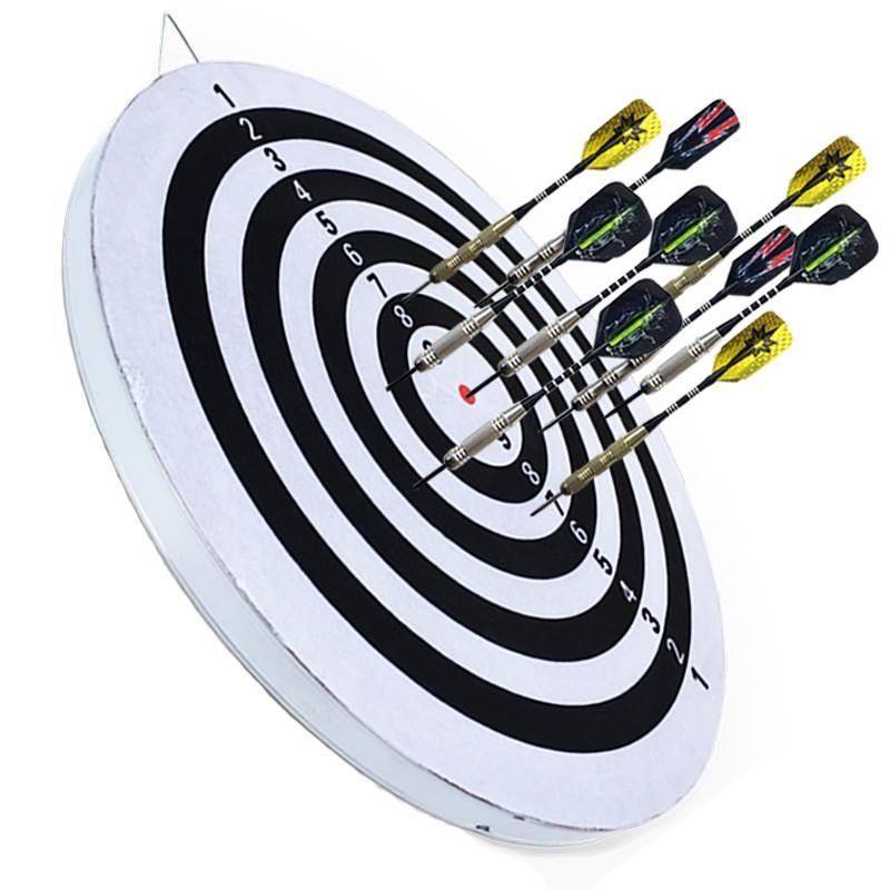The home in the darts game with a professional darts shot at a safe children's toy adult pitcher