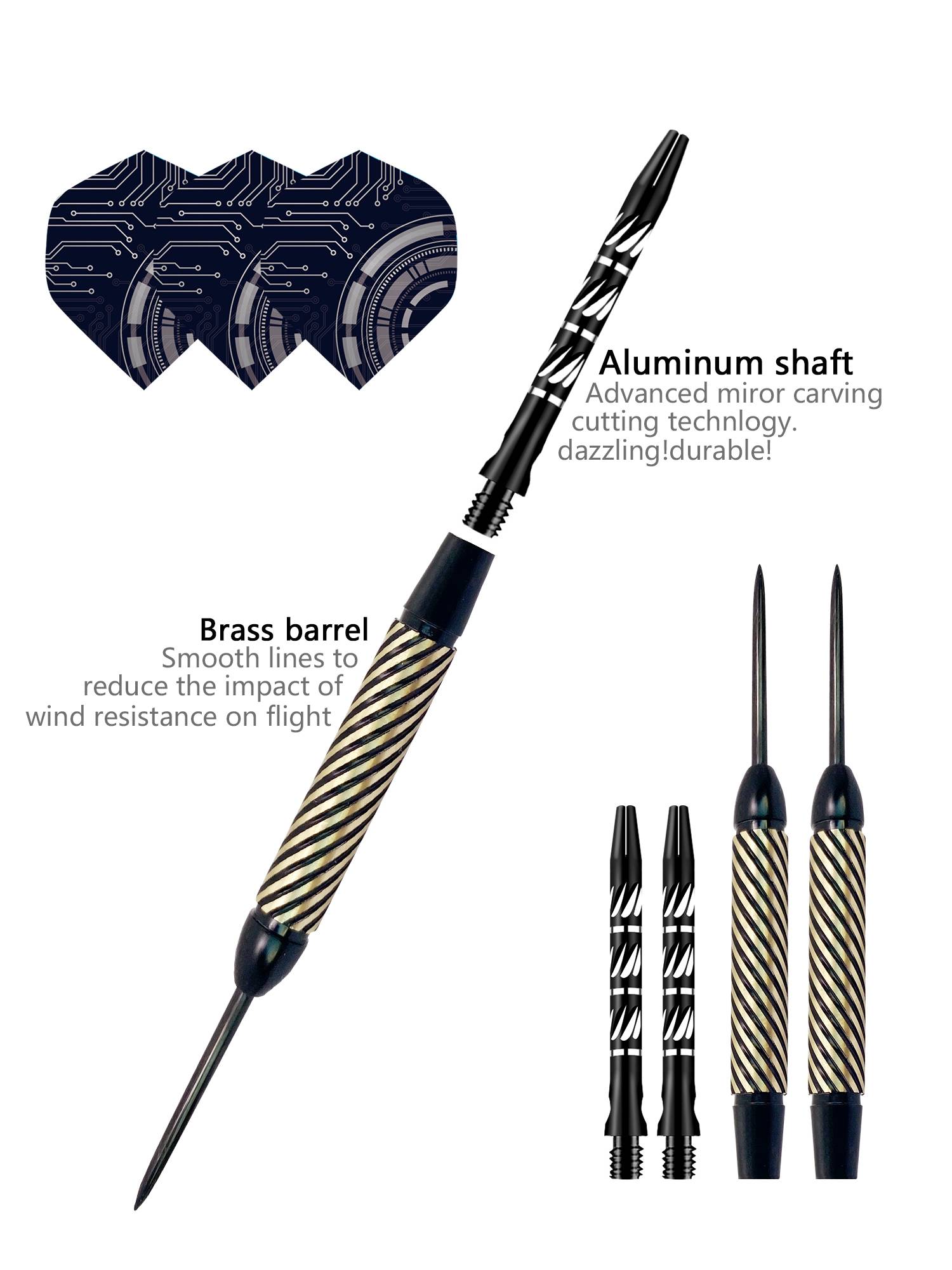 Goodarts Senior Seiko Panlong 20G pure brass competition training professional hard dart needle set