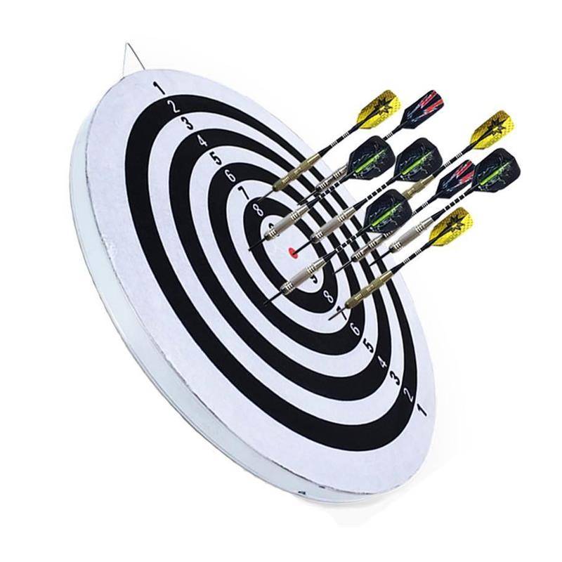 The home in the darts game with a professional darts shot at a safe children's toy adult pitcher