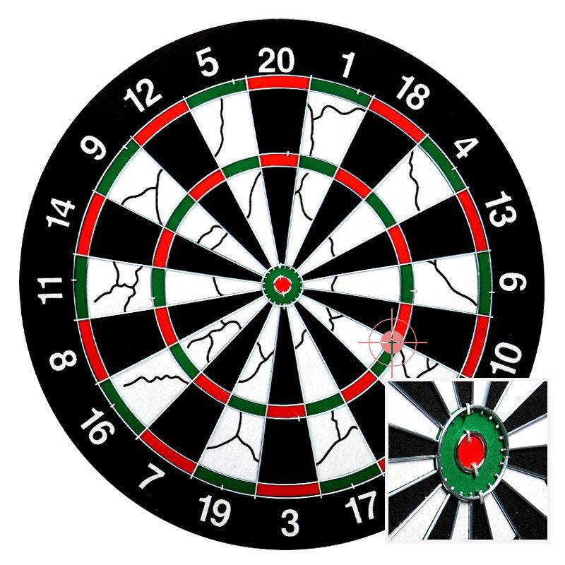 A darts plate with a 17-inch double-sided velvet pin and a magnetic safety dart target