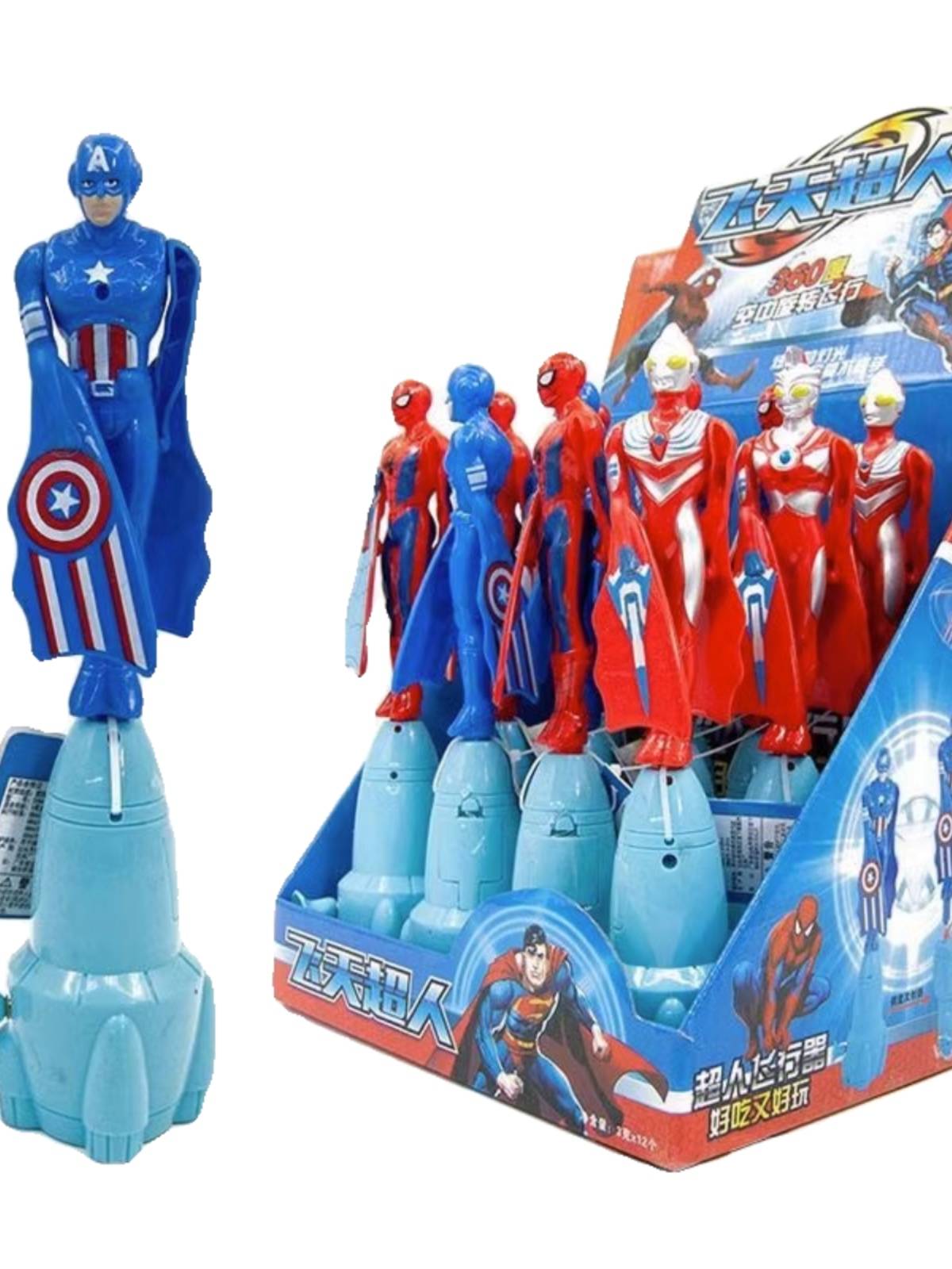 Superman Spider-Man flying Ottman, the American captain pulling a wire toe toe with the dragonfly