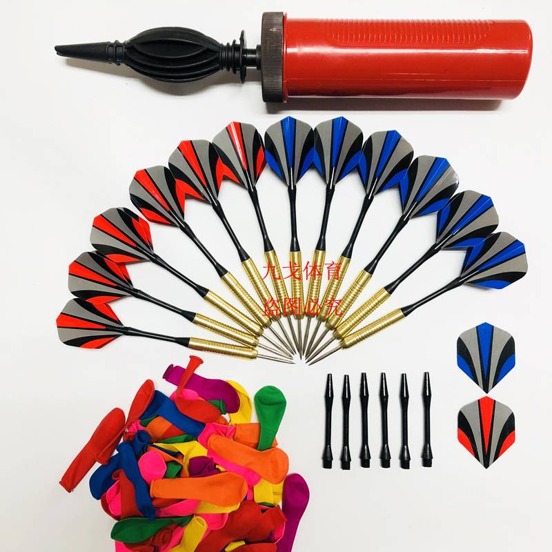 Balloon + cylinder + 6 red 6 blue and black: 2 darts