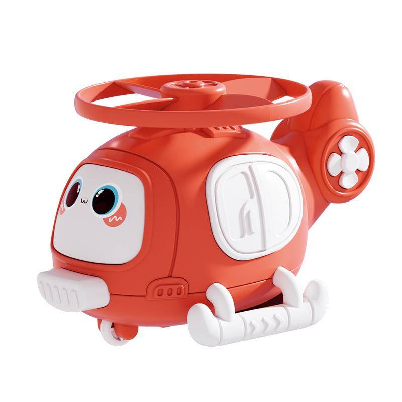 Children bamboo dragonfly toys cartoon collision aircraft Children's inertial helicopter ejection press pressing flying tray reward toy