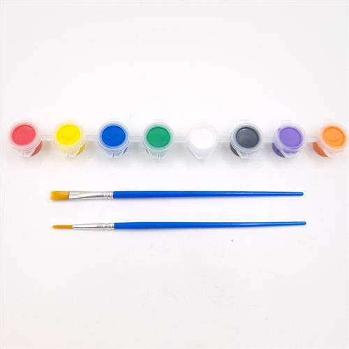 8 color paints _ 2 brushes