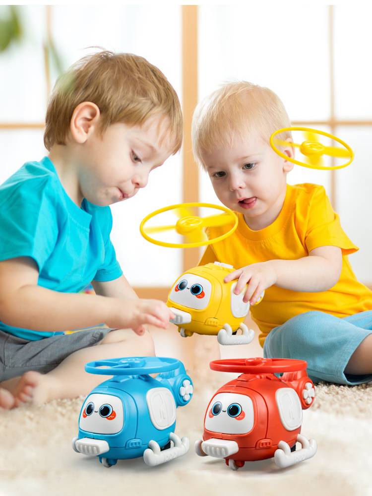 Glowing aircraft Bamboo Dragonfly Children collision ejected outdoor flying saucer little girl boot flying tray toy baby