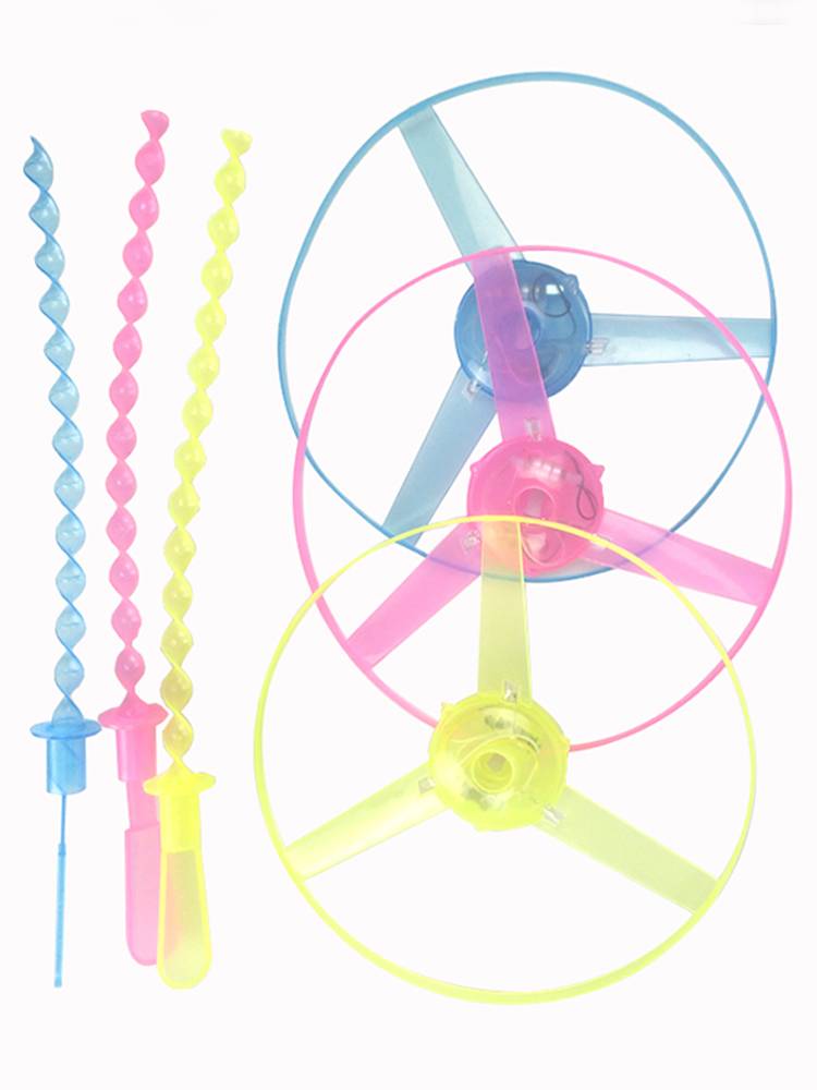 Push flying discs, light bamboo dragonfly outdoor flying sky fairy night light flying plate flying sky turning flying floor stall toy wholesale