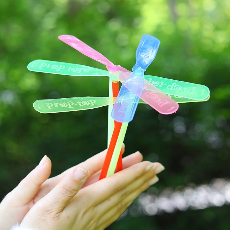Large bamboo dragonfly rotating flying flying fairy hand pushing flying saucer flying disk children's set toy kindergarten student gift
