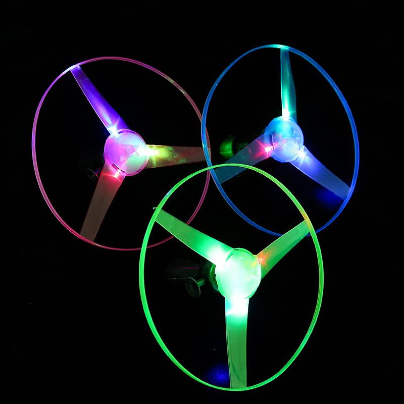 Children glowing toy large flying plate pull line pull line children's flash toy flash line flying tray flying saucer