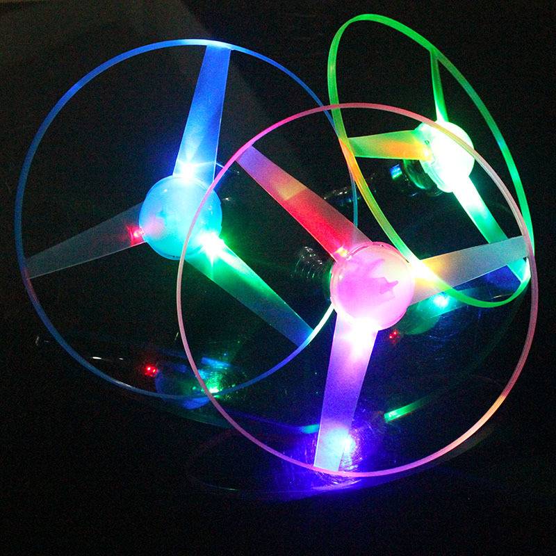 Large new pull -line light -emitting flying plate Outdoor flying fairy bamboo dragonfly thickened soft flying disk children outdoor toys