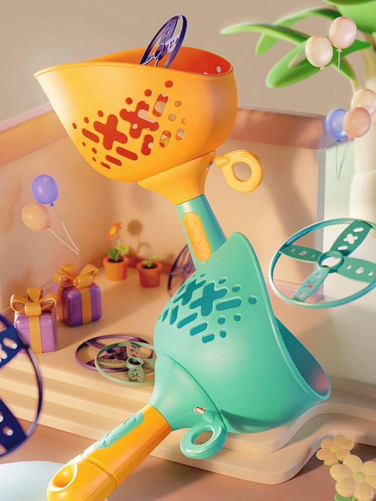 Plug in flying saucer children's puzzle ejection flying disk elastic pumping against bamboo dragonfly men and girls indoor sports toys