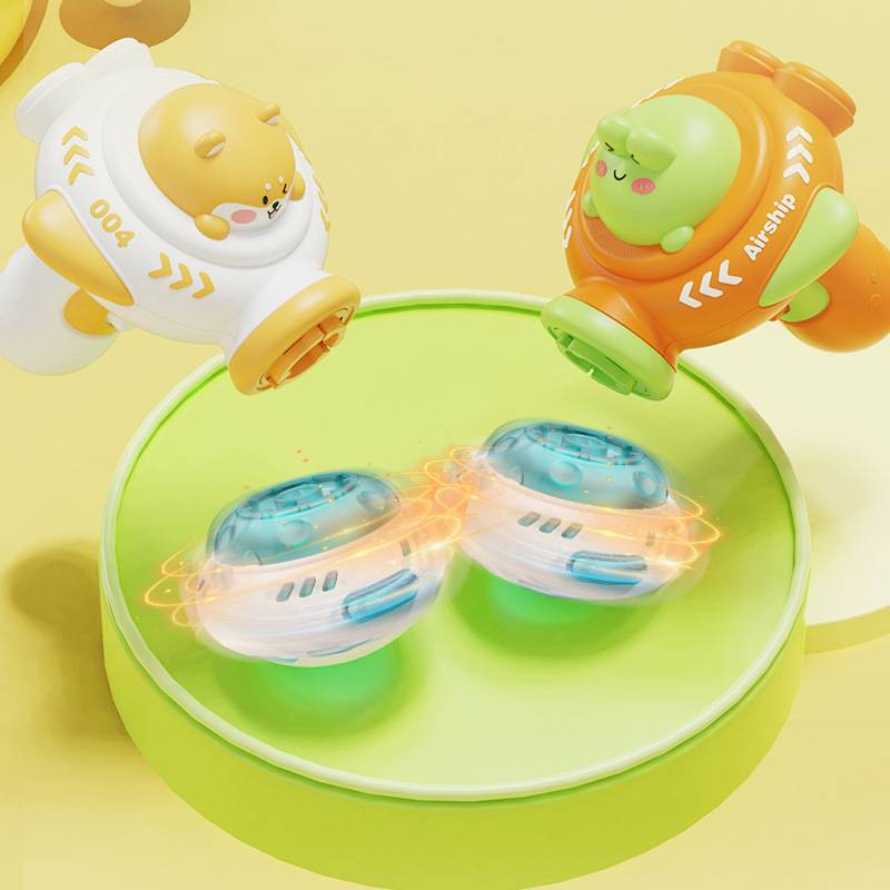 Outdoor ejection airplane flying plate flying saucer light -up flying bamboo dragonfly aircraft children's toy boy gyroscope gun