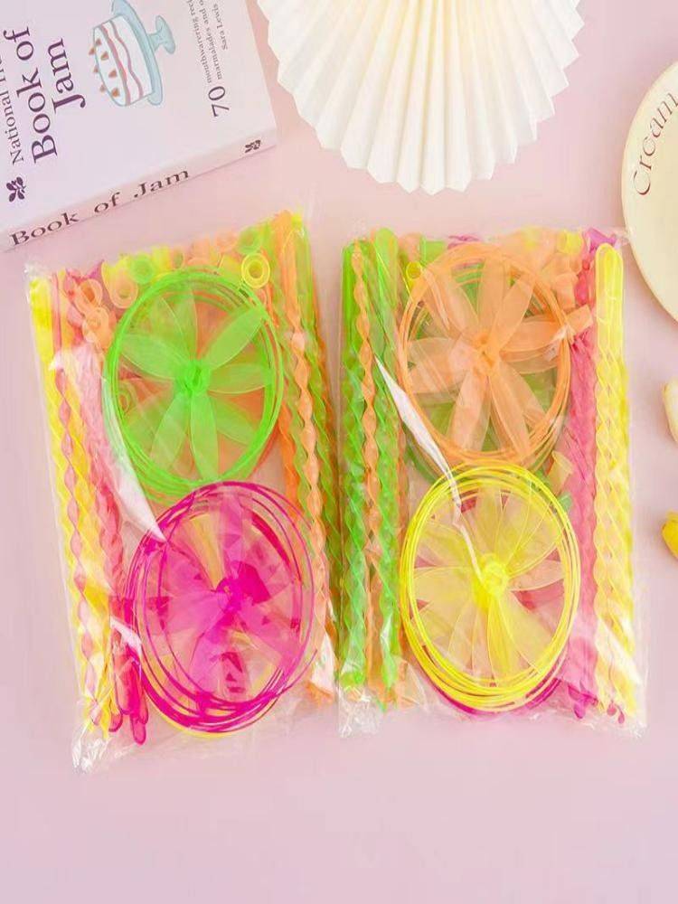 Plastic Flying Fairy Light Bamboo Dragonfly Toys with Lantern Pushing Flying Disk Children's Day Gift Student Prize