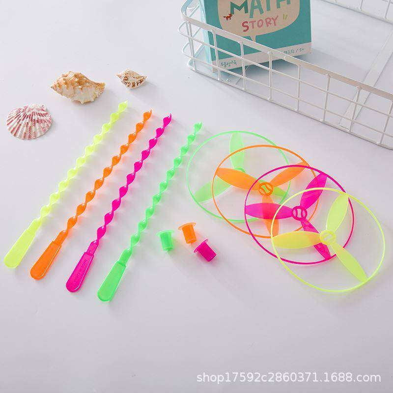 Large medium Flying Fairy Bamboo Dragonfly Hand Push Flying Disk Plastic Plastic Plastics Outdoor Stalls Children's Toys Direct Sales