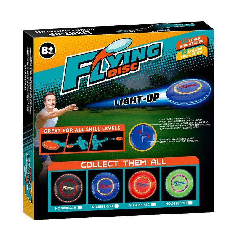 (Hot -selling new products) 10.63 -inch light -emitting flying tray toy outdoors night parent -child sports flying tray toy set
