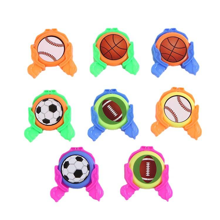 Soccer launch, launcher ejection, revolving flyer boy fielding a little kindergarten gift
