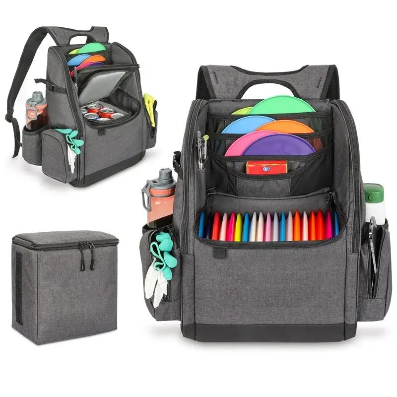 Wholesale wear resistant custom logo outdoor sport discgolf sport pack backpack 24 disc golf bag