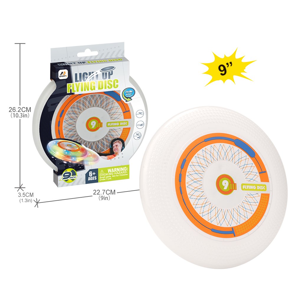 Hot Sale 9 Inch Light Up LED Flying Disc Frisbeed Custom Logo flying disc fan