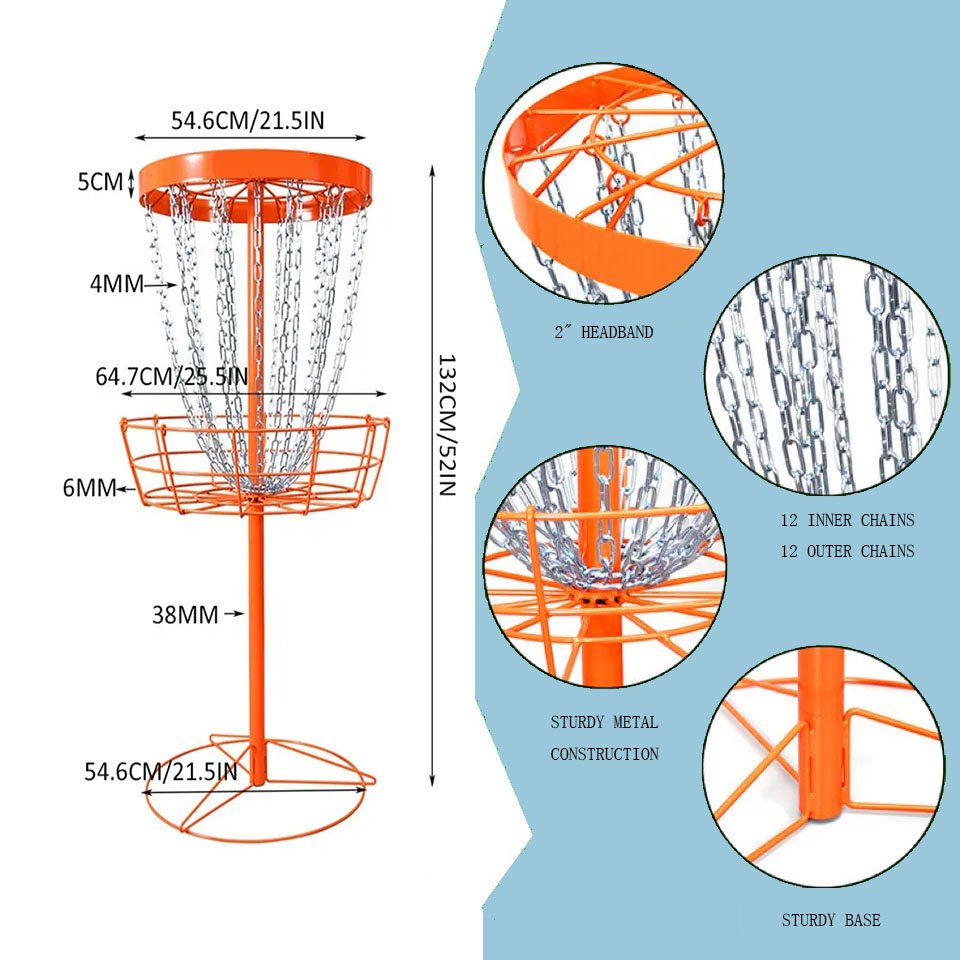 Factory Direct Professional PDGA Approved Light Weight Custom 24 Chain Practice Portable Frisbeed Target Disc Golf Basket