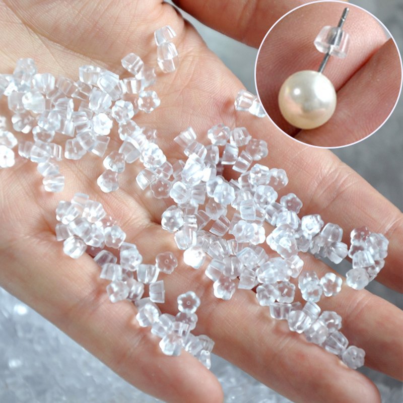 KAIWEINI Clear Rubber Earwire Clutch Earring Parts Loop Jewellery Stainless Steel Rubber Earring Backs